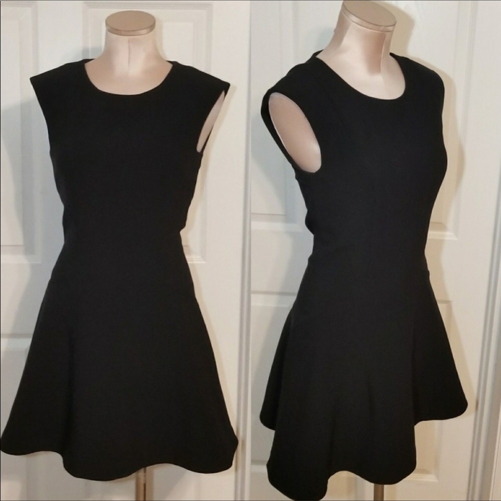 H&M Career Black Mini A-line Flared Dress Sz 8